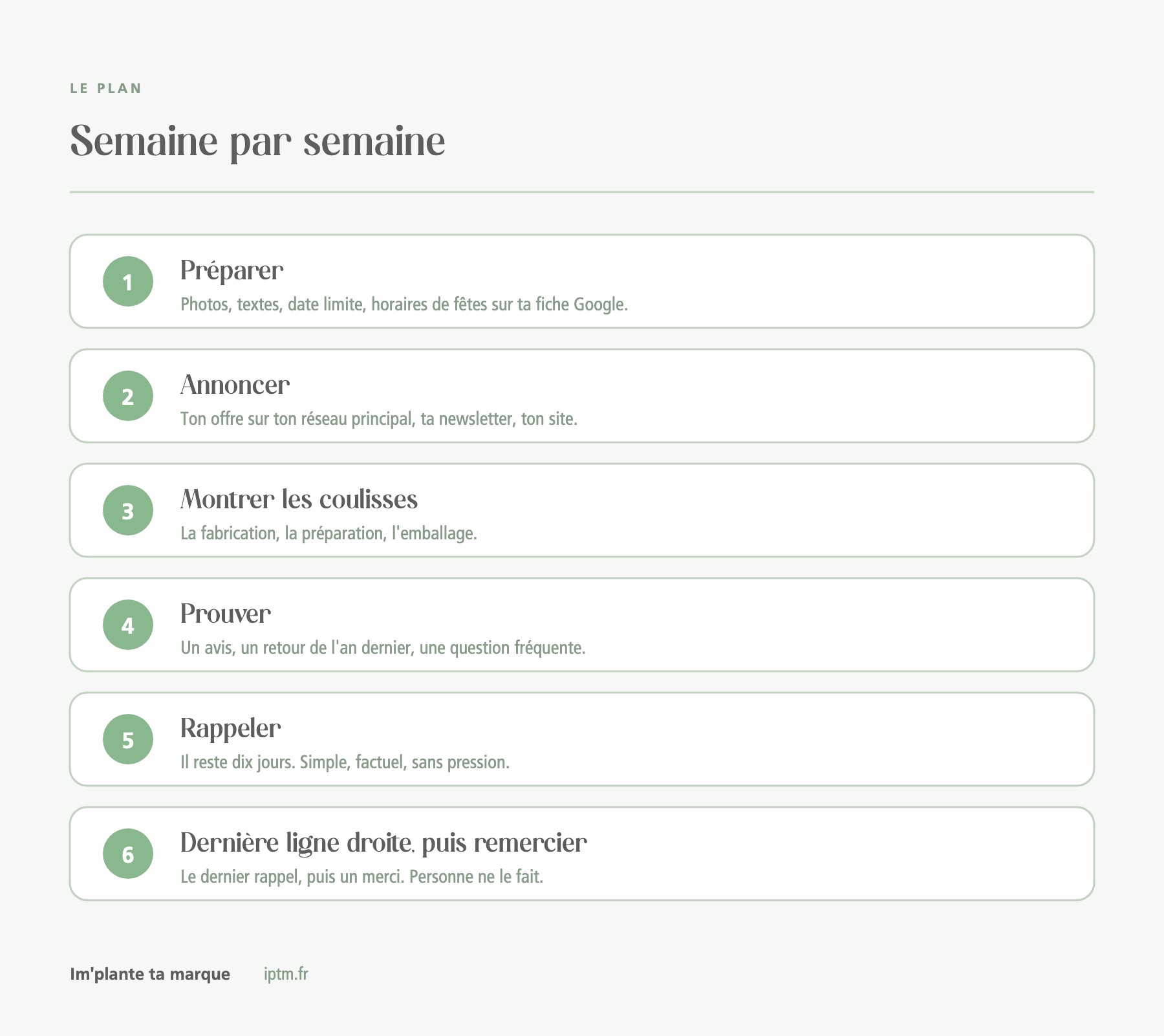 Semaine par semaine, Im'plante ta marque