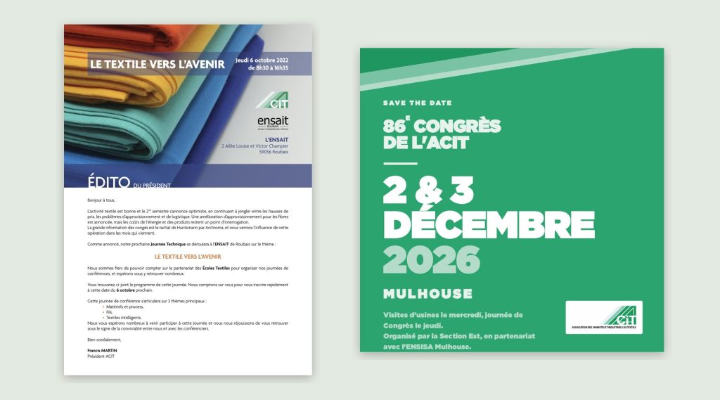 Programme de journée technique et save the date du Congrès réalisés pour l'ACIT