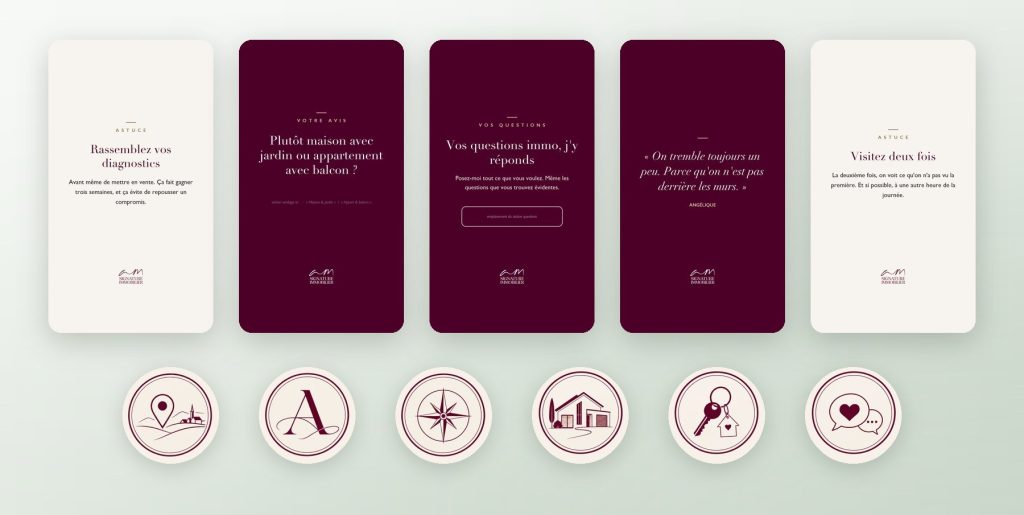Kit de stories et couvertures à la une pour AM Signature Immobilier, agence immobilière à Flaxlanden