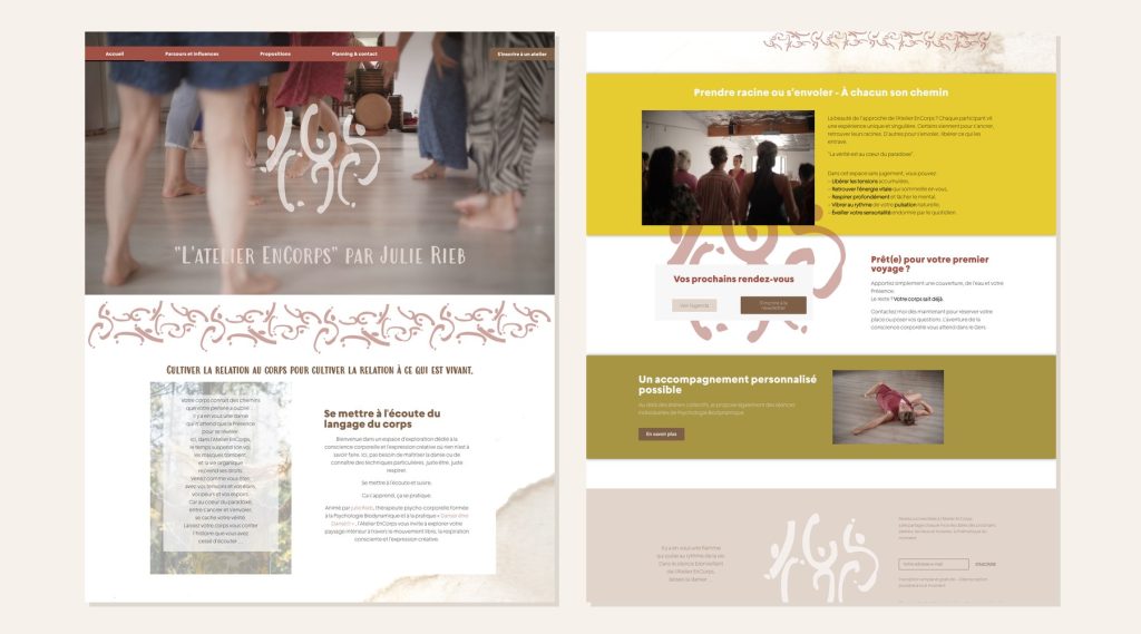 Site internet en ligne pour Atelier En Corps, thérapeute psycho-corporelle à Vic-Fezensac