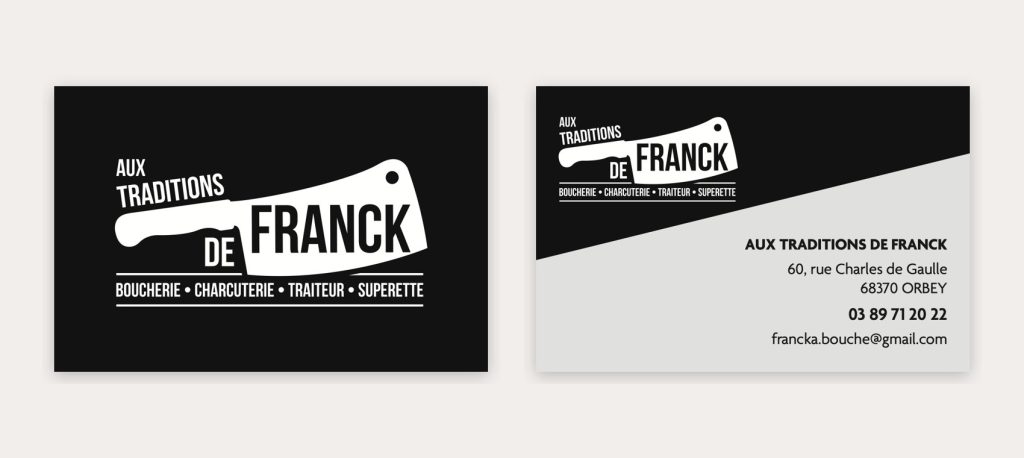 Cartes de visite d'Aux Traditions de Franck, boucherie charcuterie à Orbey