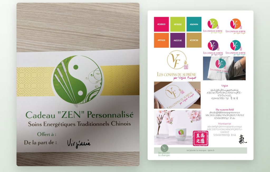 Ancien bon cadeau et nouveau brandboard pour Les Confins du Suprême, praticienne en énergétique chinoise à Orbey