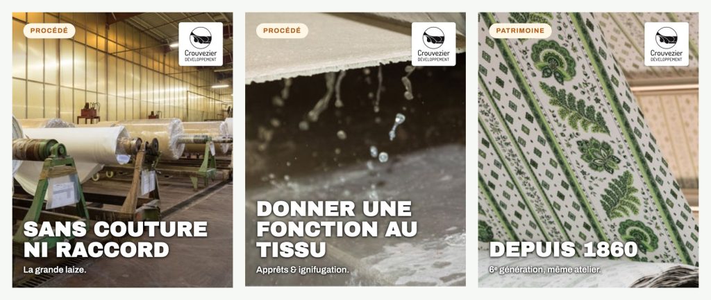 Publications réseaux sociaux pour Crouvezier Développement, ennoblisseur textile à Gérardmer