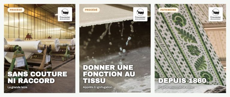 Publications réseaux sociaux pour Crouvezier Développement, ennoblisseur textile à Gérardmer