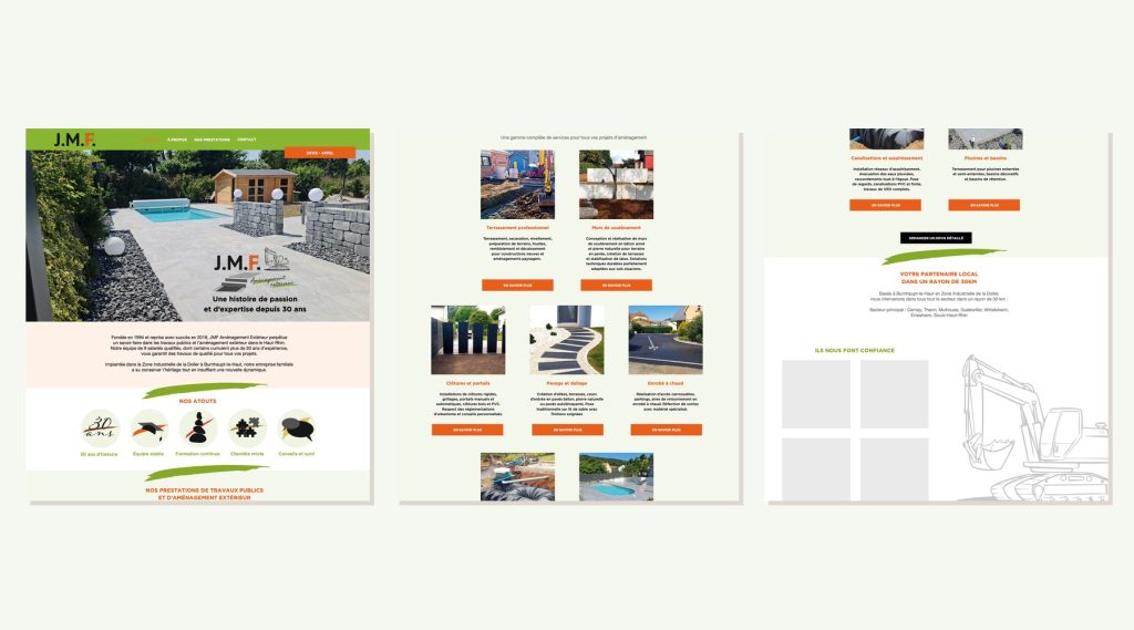 Webdesign du site pour JMF Aménagement Extérieur, travaux publics à Burnhaupt-le-Haut