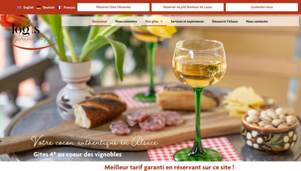 Site internet en trois langues créé pour Les Logis du Printemps, gîtes à Barr