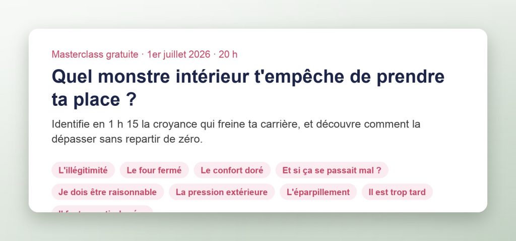 Promesse de la masterclass pour Open You, Carole Maruccia, bilan de compétences