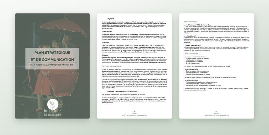 Plan stratégique et de communication du spectacle pour Pas à Pas, association de transition dans la vallée de Kaysersberg