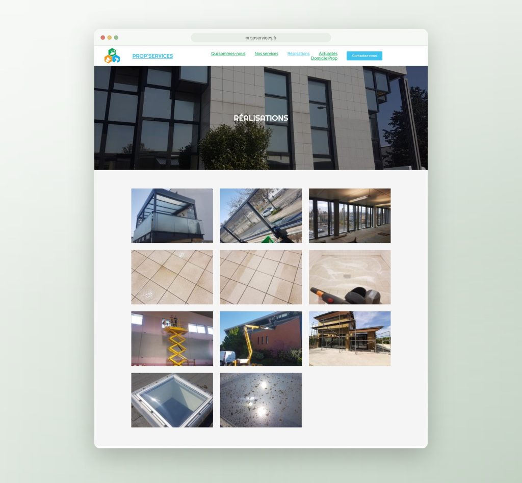 Page des réalisations du site pour Prop'Services, société de nettoyage dans le Haut-Rhin