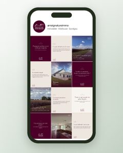Grille du feed Instagram sur mobile pour AM Signature Immobilier, agence immobilière à Flaxlanden