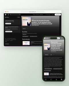 Page Spotify du podcast sur ordinateur et mobile pour Open You, Carole Maruccia, bilan de compétences
