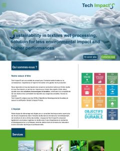 Webdesign de la page d'accueil pour Tech Impact's, conseil pour l'industrie textile