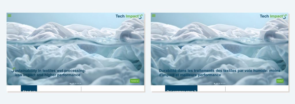 Site bilingue anglais et français pour Tech Impact's, conseil pour l'industrie textile