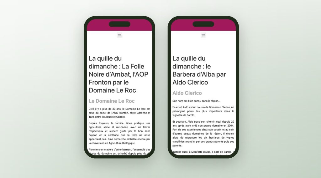 Articles La quille du dimanche sur mobile pour Terroirs et Propriétés, caviste à Ribeauvillé