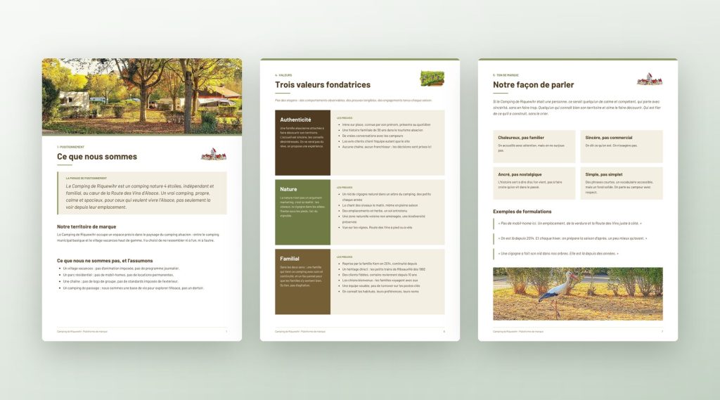 Pages de la plateforme de marque du Camping de Riquewihr, camping nature en Alsace