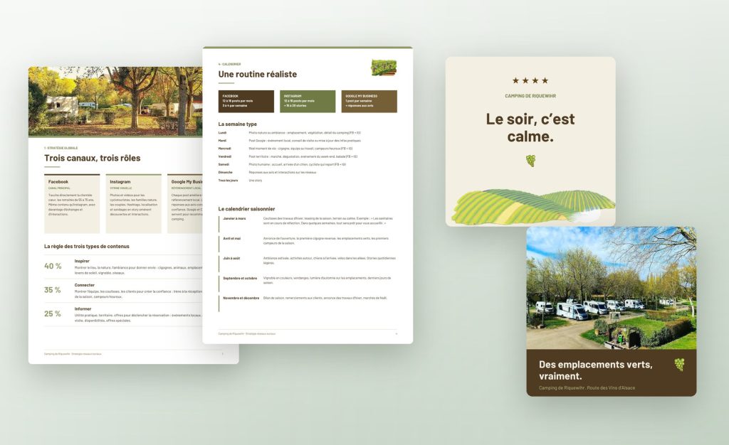 Stratégie et gabarits réseaux sociaux pour le Camping de Riquewihr, camping à Riquewihr